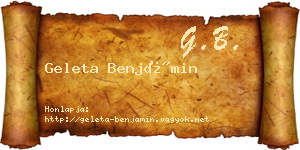 Geleta Benjámin névjegykártya